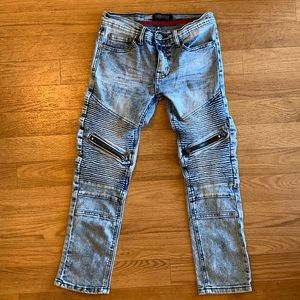 ENCRYPTED Boys Moto Slim-Fit Jeans Sz 12 Front Zippers